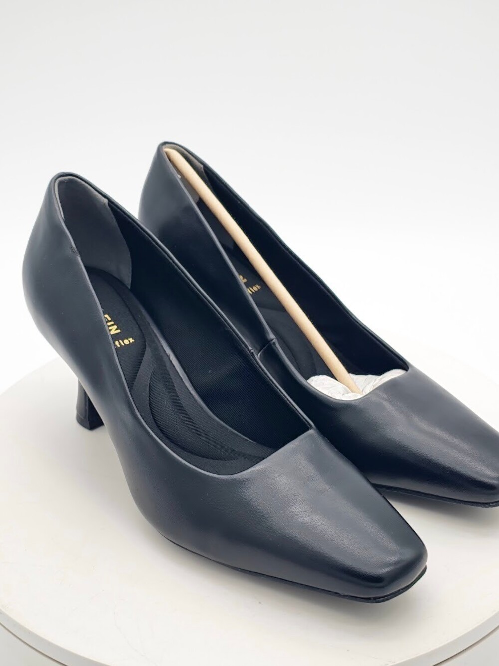 Anne Klein Prima Black Pumps Women 8.5 M iFlex Square Toe Kitten Heel